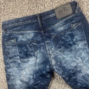 PRPS 33x34 “Demon” Selvedge Laser Print Distressed Slim Skinny Jeans